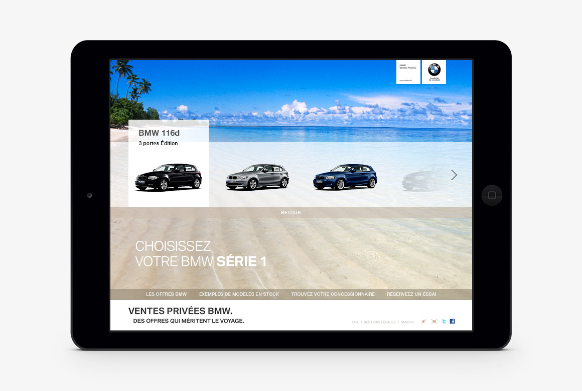 Offers template webdesign of BMW Ventes Privées, showcase website created by Antoine Desmeliers, 
                Laura Moreau Bockli, JWT Paris