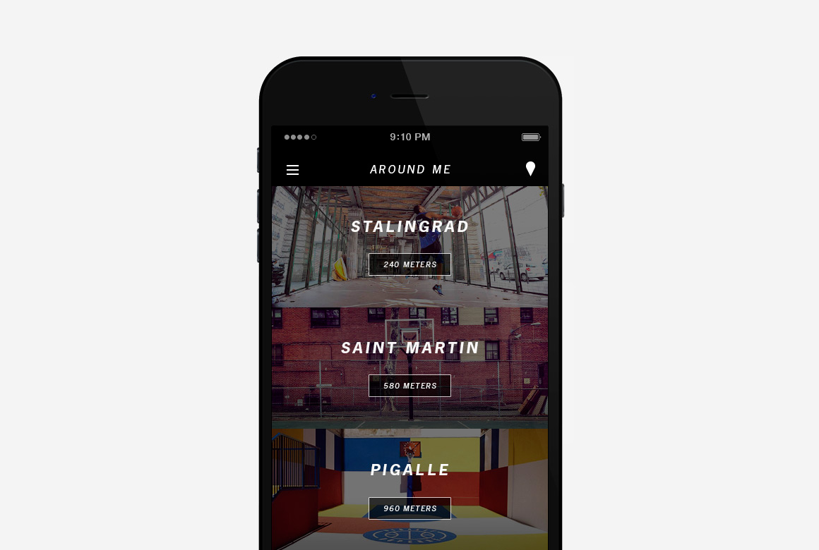 Home page webdesign of Playground, basketball app mobile created by Antoine Desmeliers, Antoine Plu, 
                Vincent Desdoigts et Claire Coloma