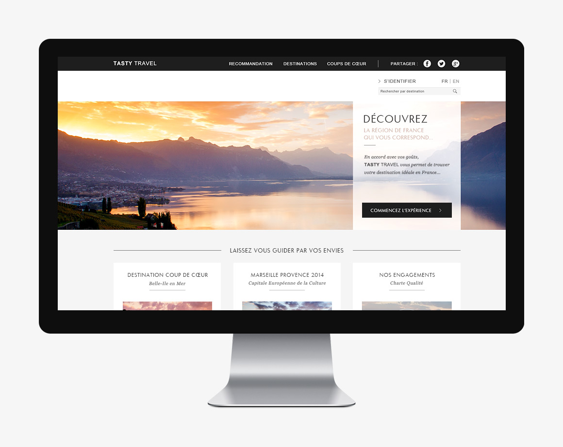 Home page webdesign of Tasty Travel, e-commerce personalization created by Antoine Desmeliers and Clémence Gerardin Makeieff