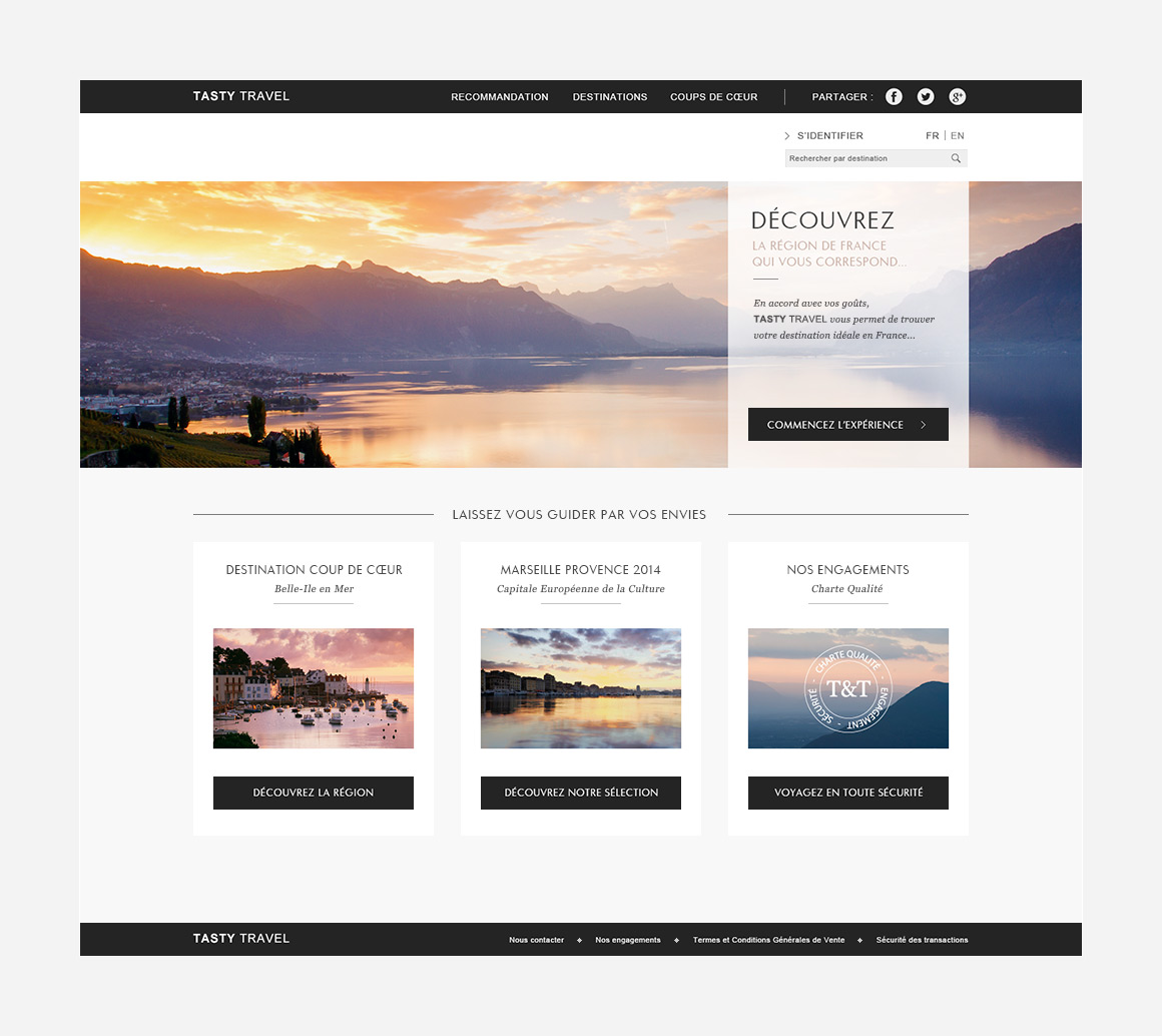 Home page webdesign of Tasty Travel, e-commerce personalization created by Antoine Desmeliers and Clémence Gerardin Makeieff