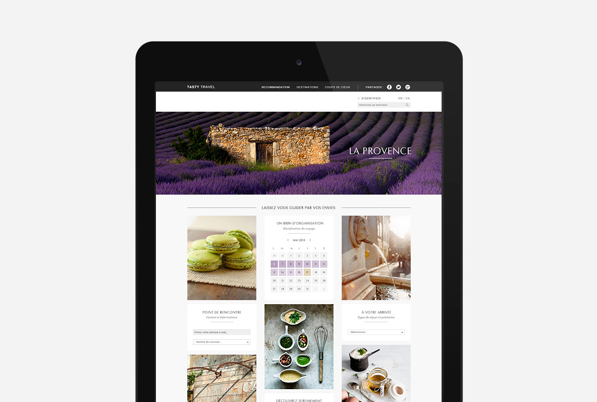Product sheet webdesign of Tasty Travel, e-commerce personalization created by Antoine Desmeliers and Clémence Gerardin Makeieff